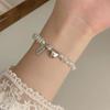 New 925 Silver Bracelet Pearls Knots Bracelet for Women Fashion Heart Pearls Bracelet Luxury Jewelry Accessories Gift
