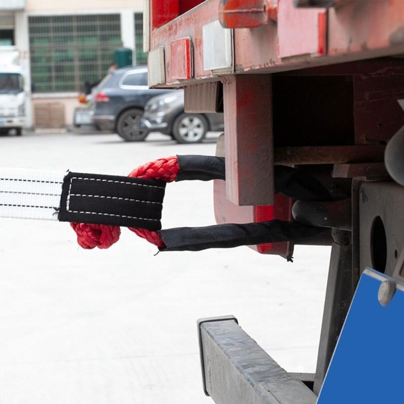 Synthetic Fiber Soft Shackle for Vehicle Recovery Road Towing Ropes Car Trailer Pull Rope with Protective Sleeve