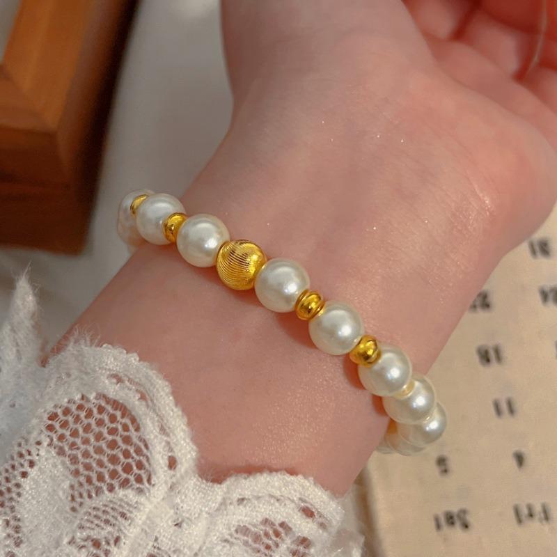 Bracelet Perle Irregulière Forme Spéciale Française Bracelet Femmes Niche Luxe Léger Exquis Doré Demi-Bracelet Bracelet Accessoires