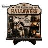 Fall Fireplace Decorations Halloween Reading Ghost Figurine, Wooden Desktop Ornaments, Vintage Spooky Shelf Accents Statue with Stand for Home