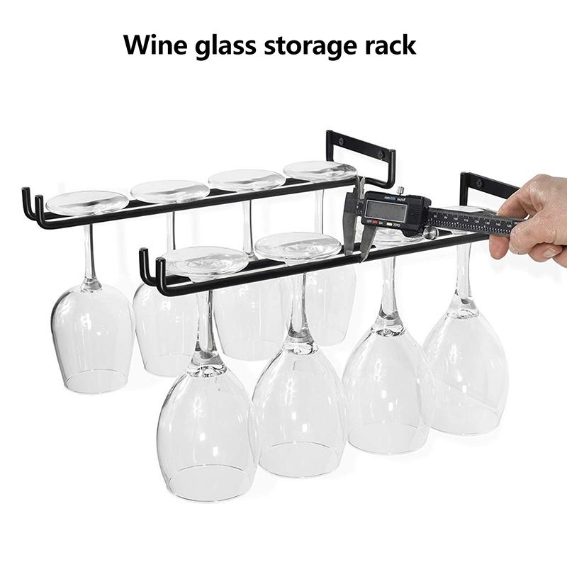 1PC Wall Mounted Stemware Holder High-quality Black Iron Goblet Hanging Rack Wine Glass Bar