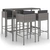 Ensemble bar de jardin - MAISON EXCLUSIVE - 5 pièces - Résine tressée gris - Coussins inclus - Plateau verre trempé