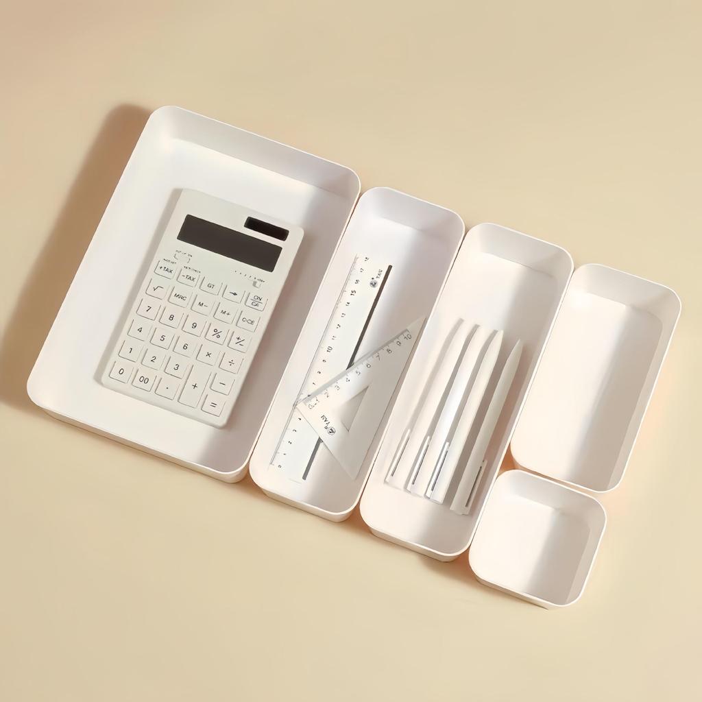 Compartmented Desk and Drawer Storage Box for Stationery, Sundries, Cosmetics, and Kitchen Use