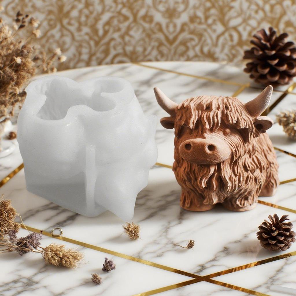 Höglandsboskap Silikonljusform 3D Höglandsjak Form Doftljus Gipsform Hartsformar för Figurer Handgjorda Ljus