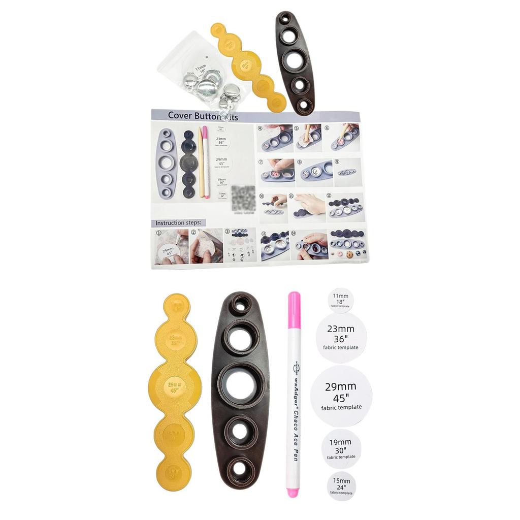 Cover Button Tool DIY Button Craft Universal Flat Back Button Covers DIY Button Craft Set for Luggage Jeans Sweater Jacket Shirt