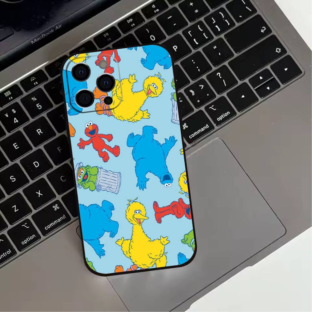 Sesame S-Street Cookie Elmo  Phone Case For iPhone 17,16,15,14,13,12,11 Plus,Pro Max,XS,Soft Silicone Black Cover