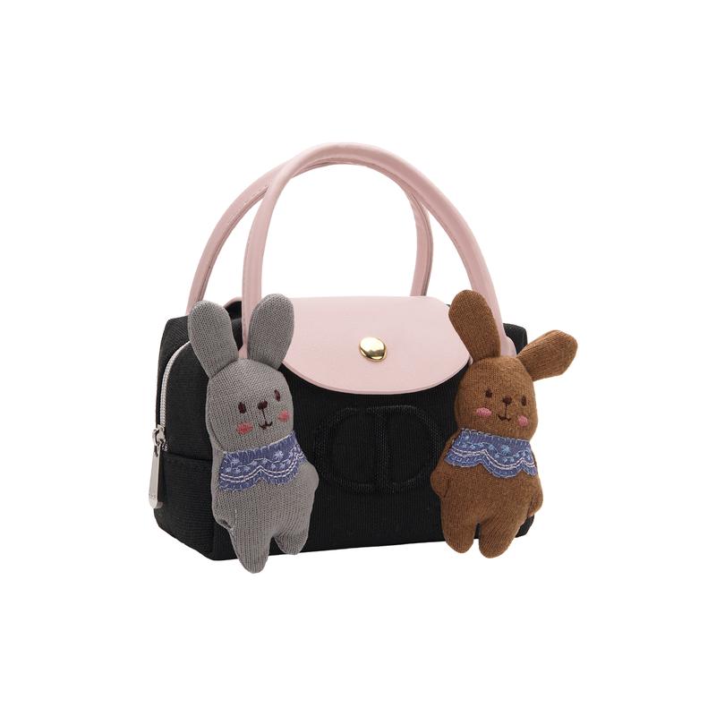 DIOR [Customized Cosmetic Bag] Canvas Blue Rabbit Simple Cute Versatile Everyday Portable Black Handbag Storage
