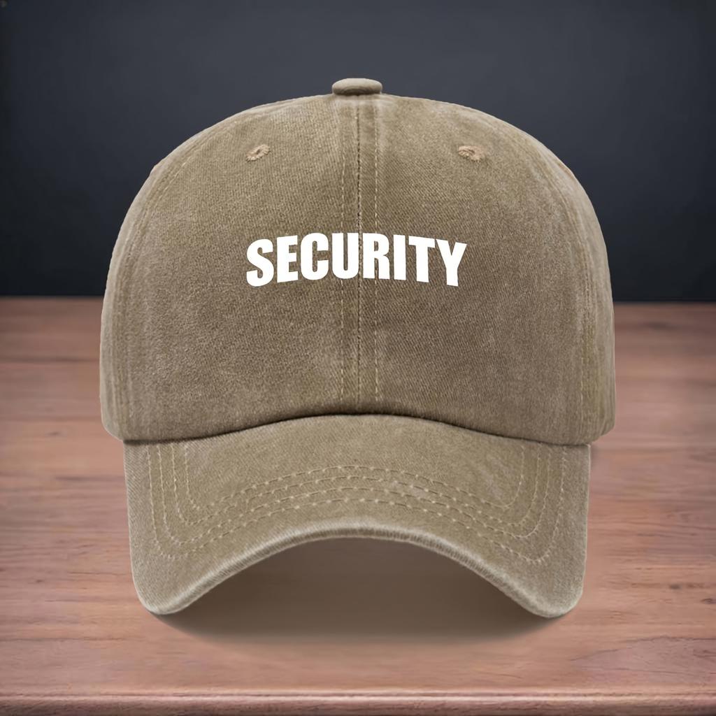Printed SECURITY Pattern Baseball Cap for Easy Travel, Versatile Soft Top Design for All Seasons, Adjustable Curved Brim Hat