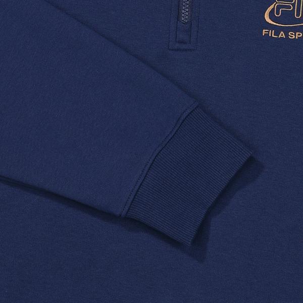 Fila Color Block Cotton Blend Collar Half Zip Sweatshirt