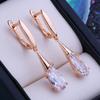 LSOOYH Color Oro Rosa Pendientes de Gota de Moda Pendientes de Circonita Cúbica Joyería de Boda Elegantes Regalos Para Mujeres