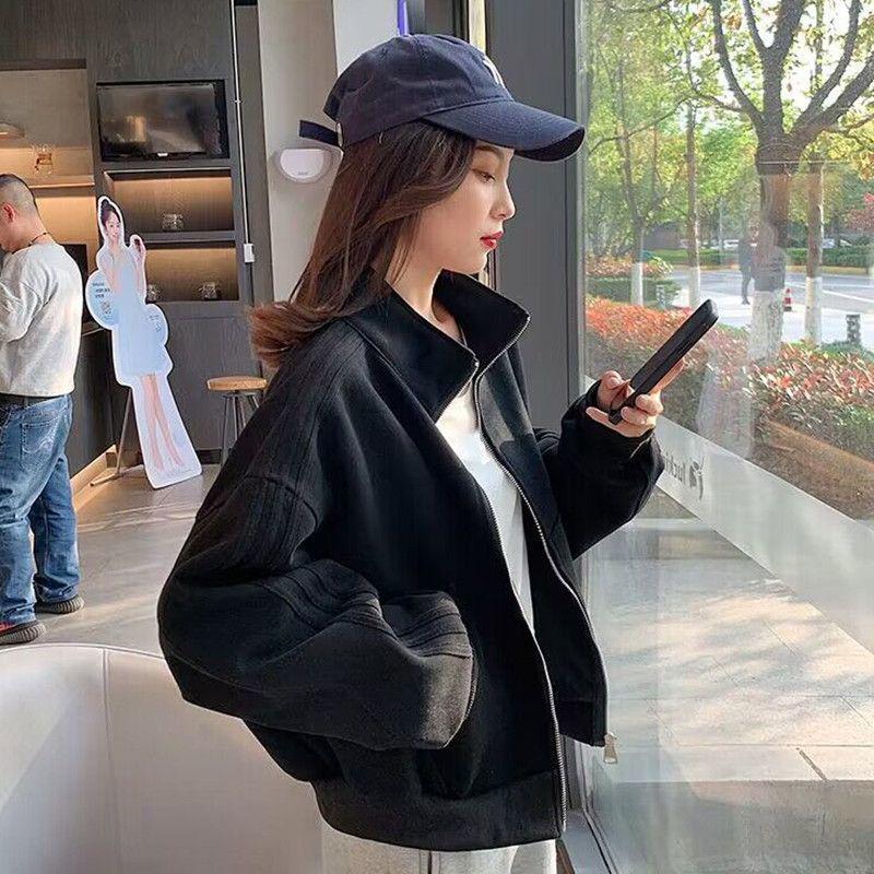 Z Zipper Damen Slim Baseballjacke - Lässiger Frühling/Herbst Cardigan Top