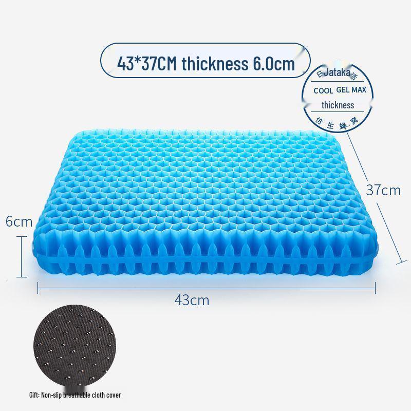 Bardzo duża, wentylowana żelowa poduszka na siedzenie samochodu i krzesła o strukturze plastra miodu – oddychająca, gruba, żelowa podkładka