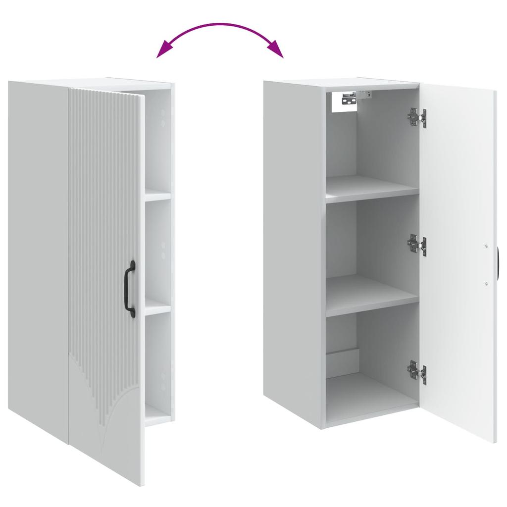 Wall Mounted Cabinet White 33 X 34.5 X 90 Cm Particleboard