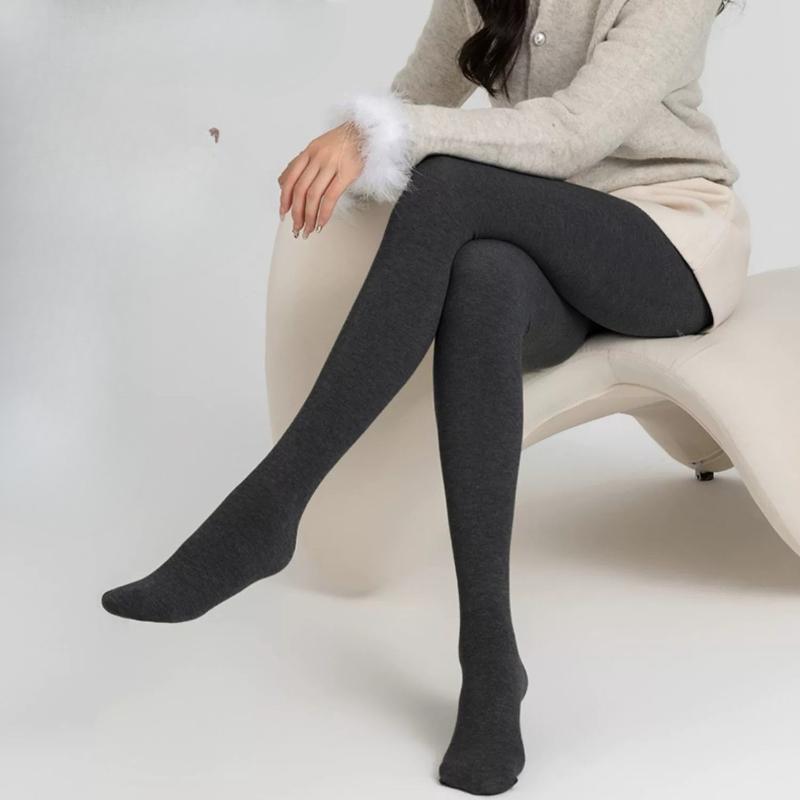 Autumn Winter Women's Black Slimming Pantyhose Low Waist Fleece Lined Thickened Leggings Outer Wear Warm Tights