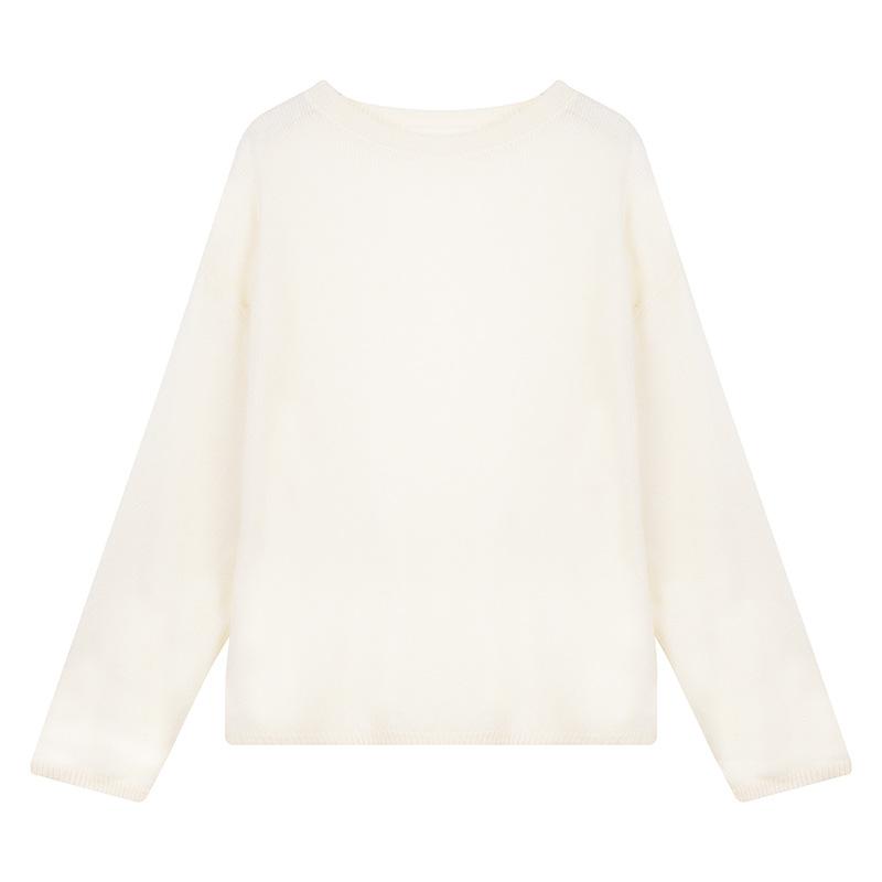 Tencel wool blended crew neck knitted bottoming shirt women's early autumn soft waxy light pullover long sleeve lazy wind sweater thin