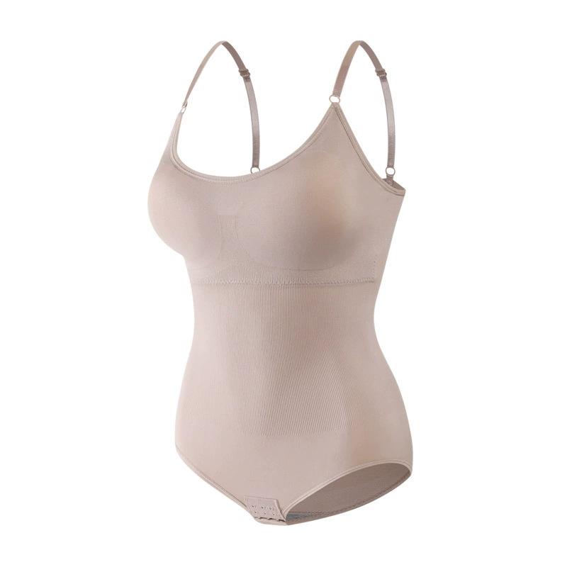 Seamless Bodysuit with Built-in Pads for Tummy Control and Butt Lift Triangle Cut-Out Thong Strapless Tank Top Underwear