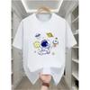Men's Casual Cotton T-Shirt with Astronaut and Planets Print Short Sleeve Crew Neck Comfortable Sportswear Top