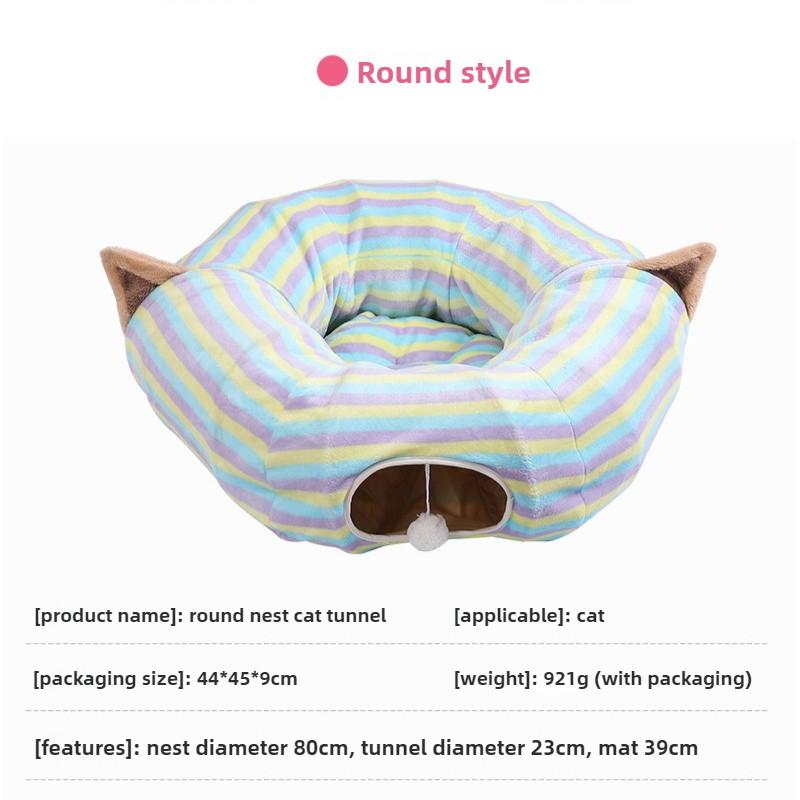 Striped Cat Tunnel Sleeping Beds Foldable Cats Tunnel Breathable Wear-resistant Cat Toys Interactive Accessories for Cats