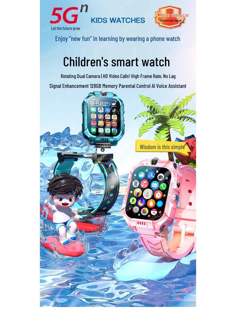 HUWE Z9 Student Smartwatch: 5G, Dual Camera, Waterproof, Learning Features, Real-time Positioning, Card Slot.
