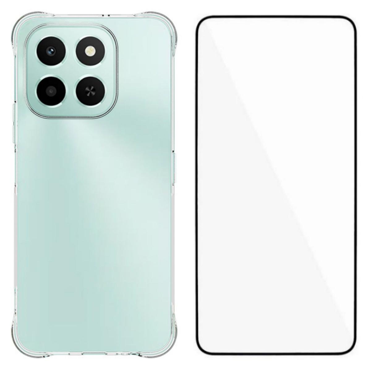 

Для Honor X6c 4G Чехол WANLONFENG Серии WL 2.0мм ТПУ Чехол для телефона с Защитной пленкой из закаленного стекла Transparent