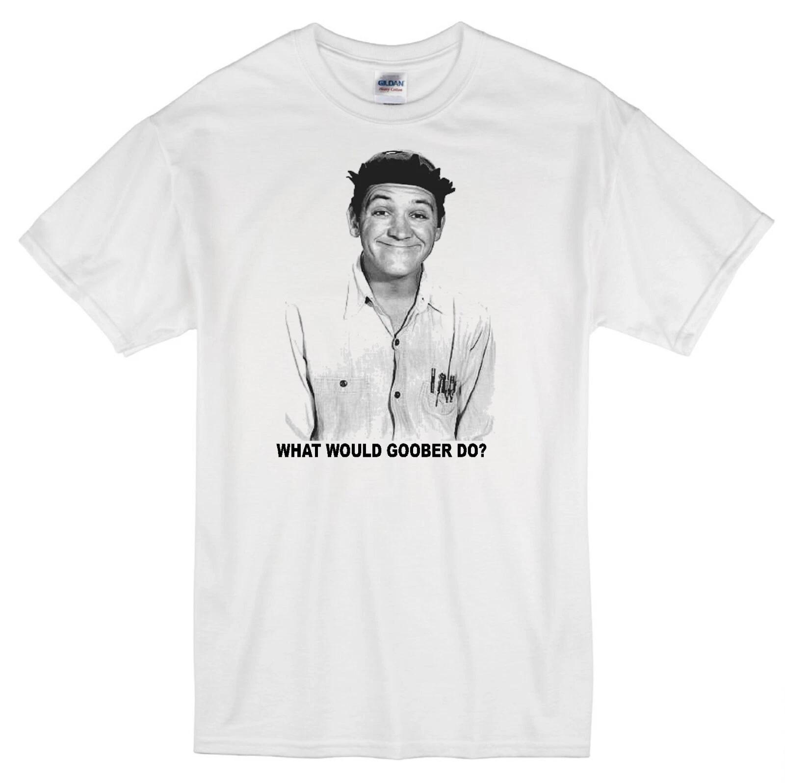 GOOBER PYLE WWD? ANDY GRIFFITH SHOW MAYBERRY GEORGE LINDSEY TV WHITE T-shirt L
