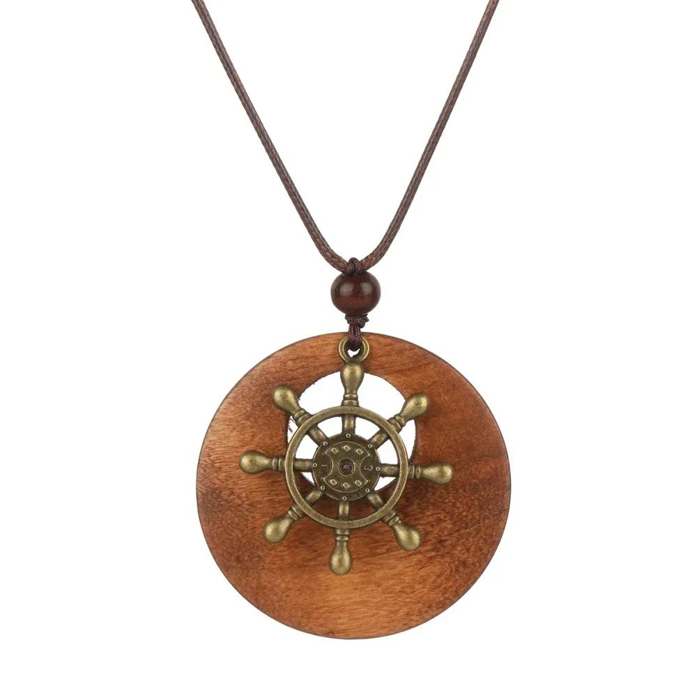 Handmade Nepal Buddhist Mala Bead Pendant Necklace Ethnic Wooden Bead Long Jewelry Gifts For Women