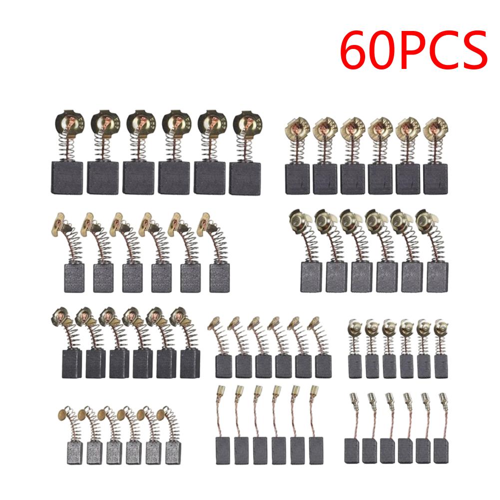 

60PCS Electric Motor Carbon Brushes 10 Sizes Carbon Motor Brushes Multifunction Rotary Power Tool Brushes for Most Power Motors
