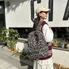 Schoolbag Retro Plush Backpack Female Popular New Fashion Leopard Print Backpack High School Student Large Capacity Schoolbag Travel Backpack