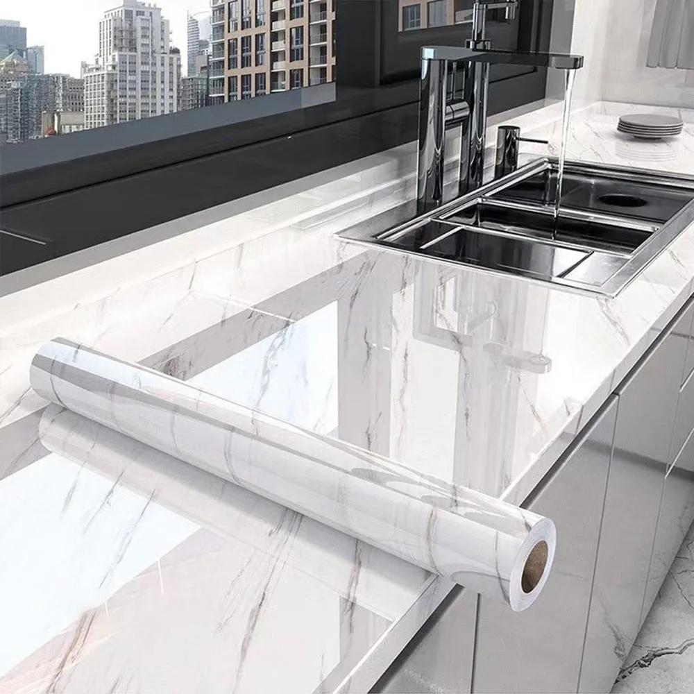 60cmx2m Autocolante de Perete pentru Blat de Bucătărie Rezistente la Ulei Impermeabile Tapet pentru Faianță Autoadeziv Film Renovare Aragaz Rezistent la Căldură