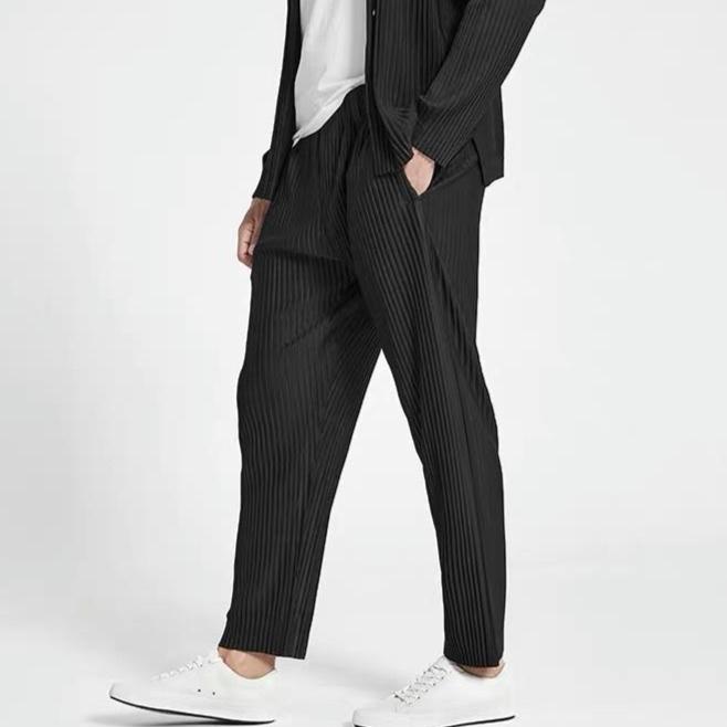 Pleated Pants Men's Pleated Drape Elastic Radish Pants Casual Japanese Men's Nine-point Pants
