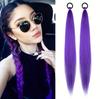 RUMI COS Purple Hair Braids Pony-tail Synthetic Braids Hairstyle Long Ponytail with Clips for Kids Girls Halloween Christmas