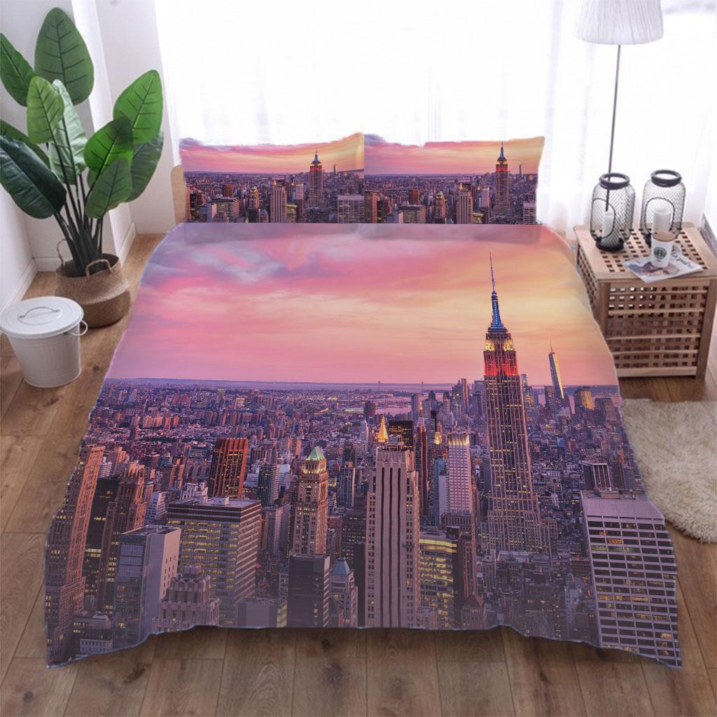 3D City View With Tall Buildings Bedding Sets Luxury Duvet Cover Comforter Set Exquisite Bedding Supplies Gift