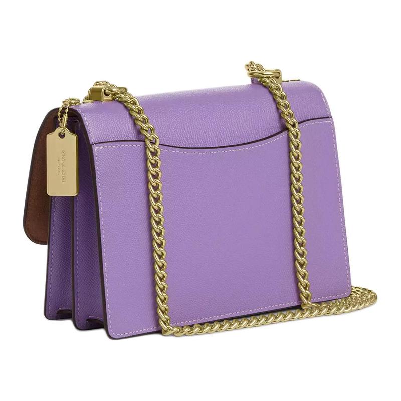 Coach Klare 22 Brand Logo Chain Shoulder Strap Saffiano Leather Shoulder Crossbody Bag Small Women's Purple