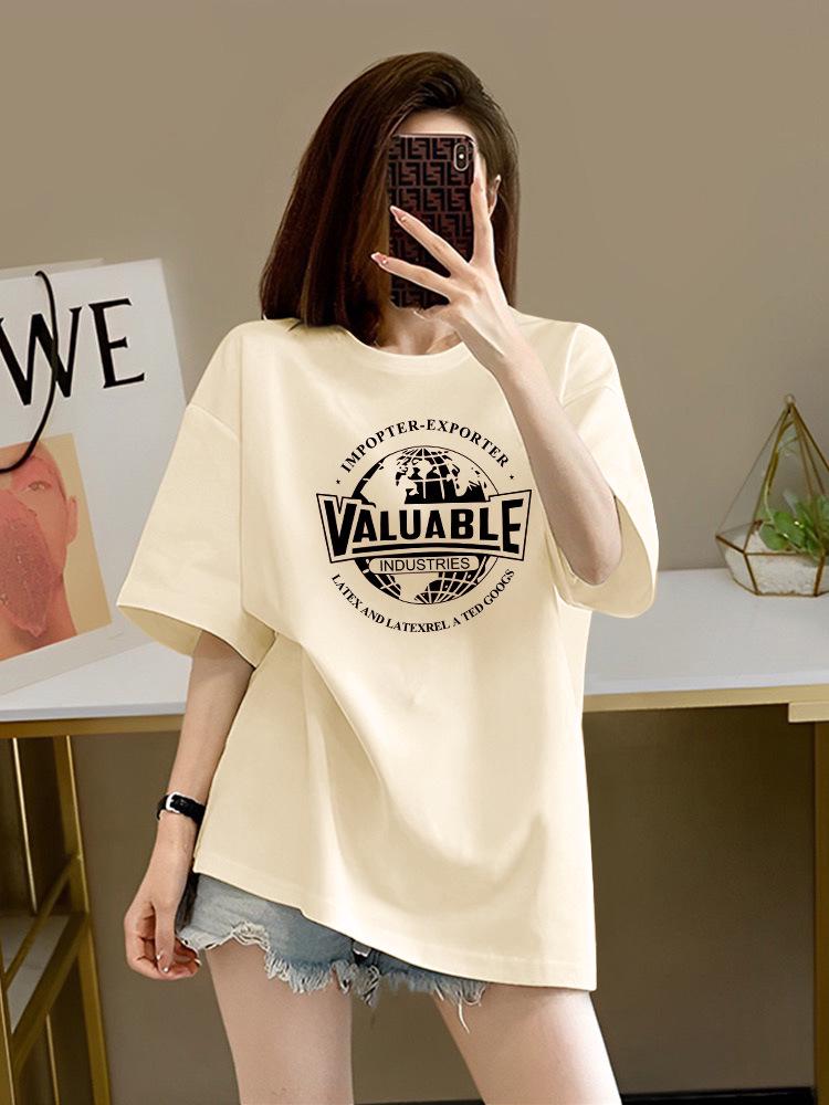 Women's 2024 European Oversized Short-Sleeve Round Neck T-Shirt - Trendy Summer Student Style