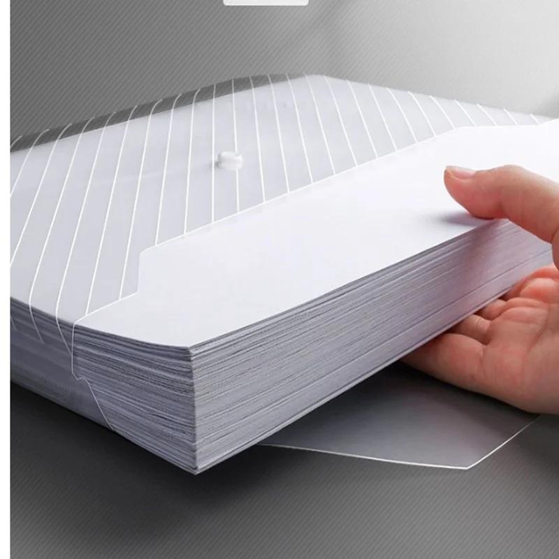 10pcs A4 File Bag Transparent Plastic Thickened Large-capacity Waterproof Snap-on File and Test Paper Storage Bag
