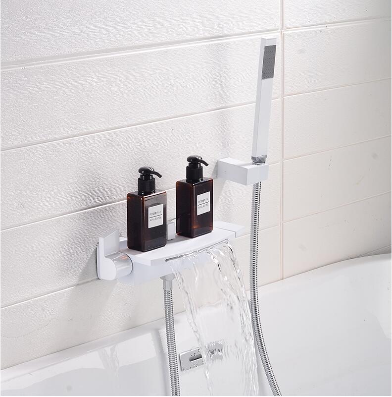 

Gold Bathtub Faucet Set Wall Mounted Bathroom Waterfall Brass Shower Faucet Set Brush Gold /Gold Black Finished белый