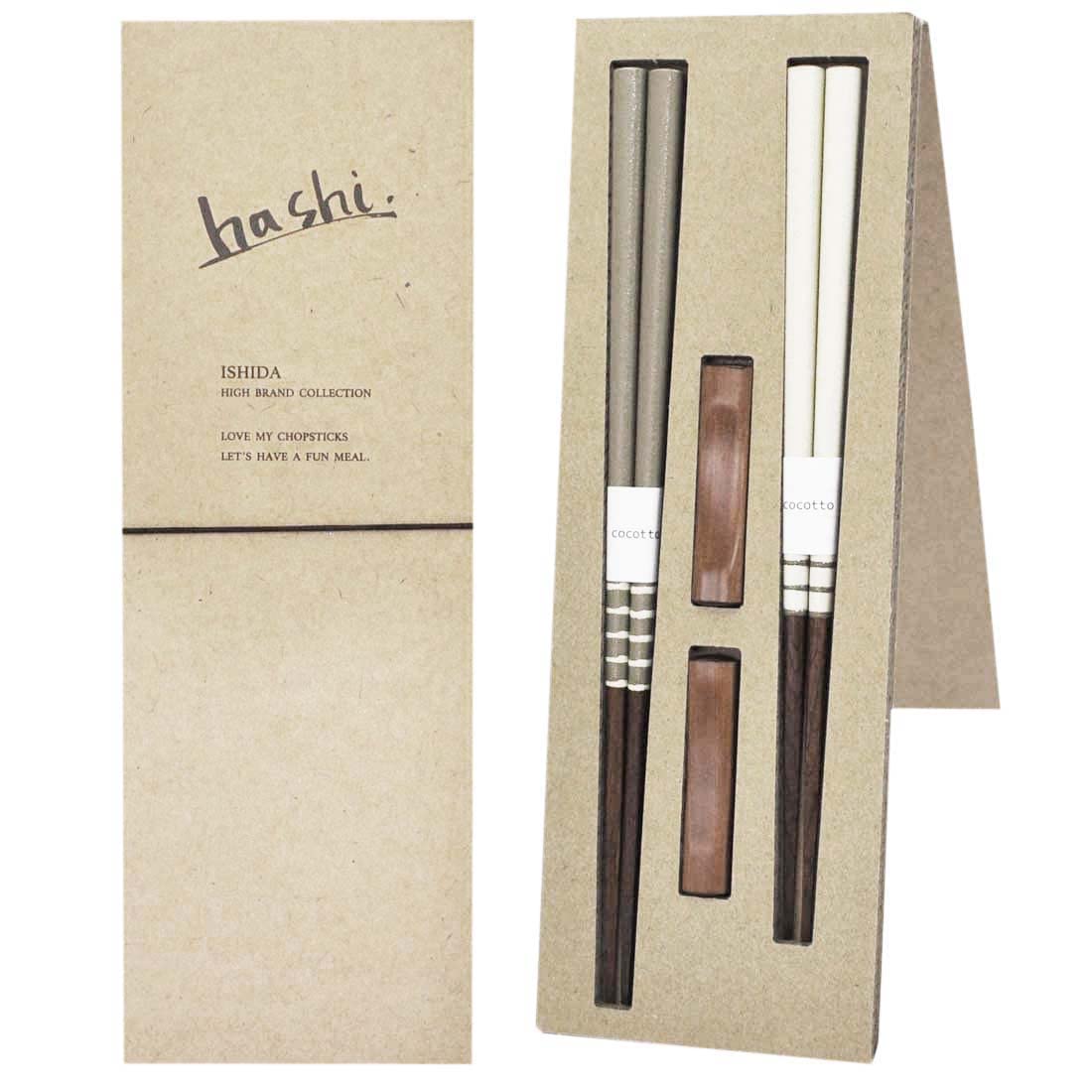 

Ishida Couple Chopsticks Chopstick Rest Cocotte Ethical BOX Made in Japan 60195