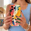 Abstract Color Block Doodle Phone Case For iPhone 17 16 15 14 13 12 11 Pro Max Plus Wavy Edge Protective Cover