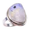 Natural Rainbow Moon Stone Gemstone Handmade 925 Sterling Silver Ring S.8 B5Y33