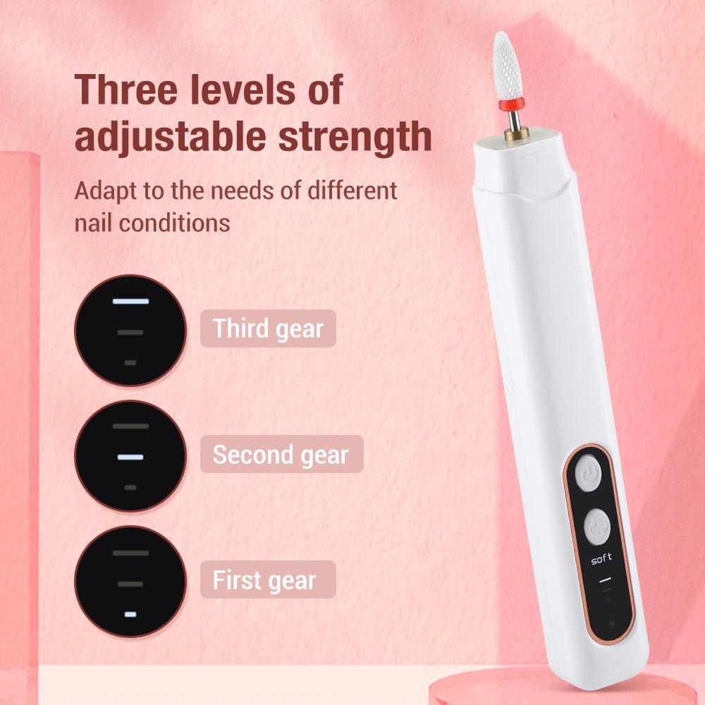 Portable Three-Speed Electric Nail Polisher and Cuticle Remover for Nail Art