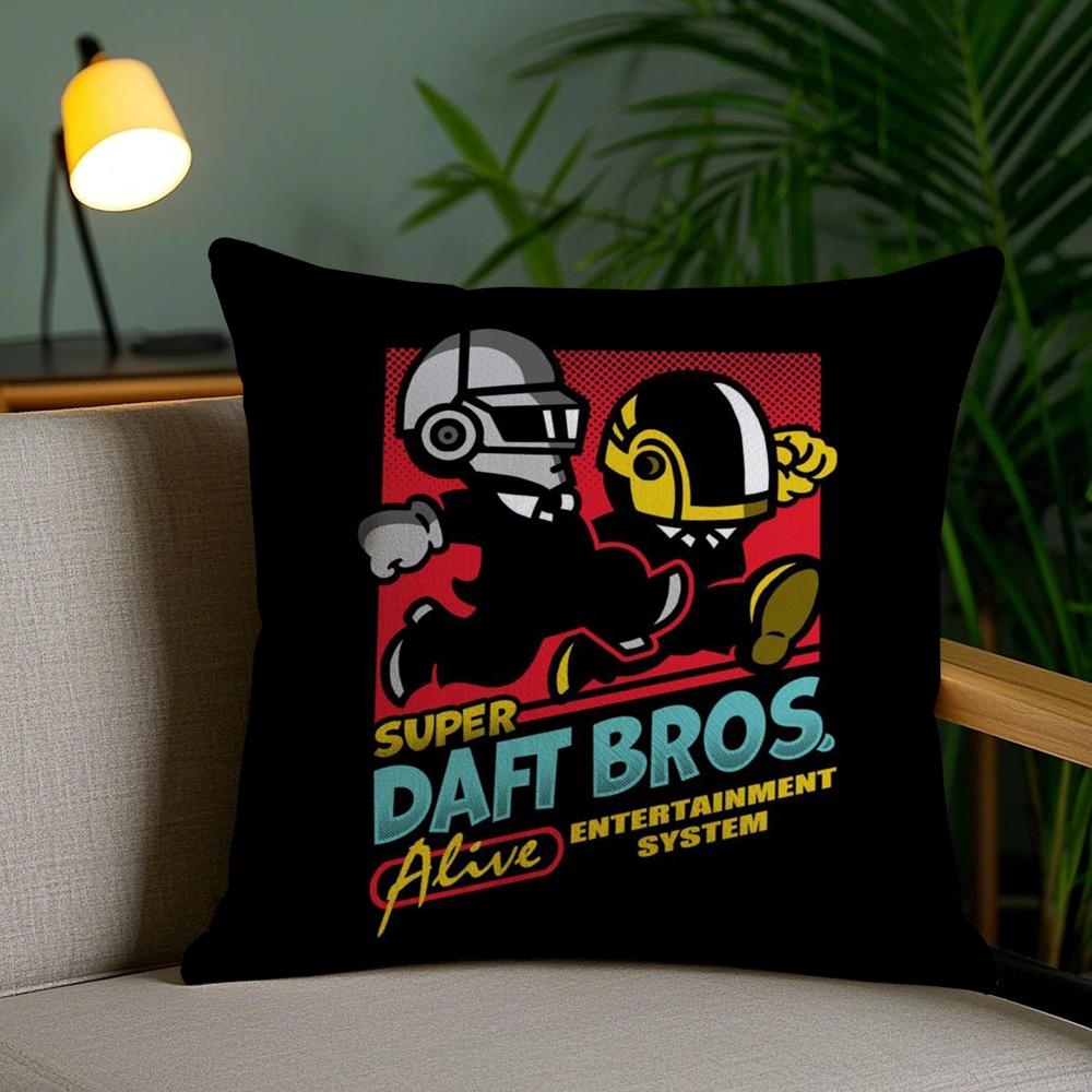 Band D-Daft Punk Cushion Cover Soft Short Plush Double-Sided Printing Home Decor Machine Washable Pillow Case Gift