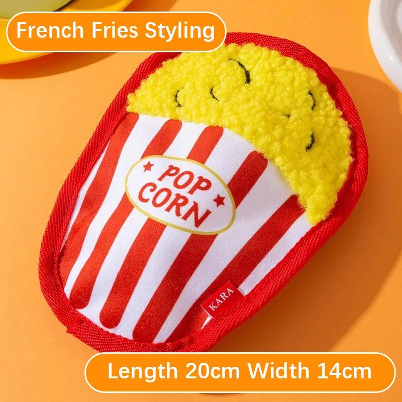 New Dog Toys Burger Fries Simulated Food Cats Dogs Gnaw Soothing Relieve Boredom Toy Teeth Grinding Bite Resistant Pet Products