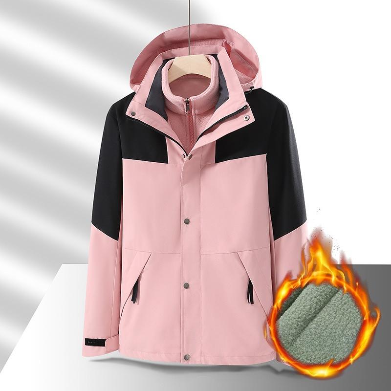 Outdoor Jacket Autumn and Winter Three-in-one Removable Fleece Liner Plus Velvet Thickened Waterproof Jacket