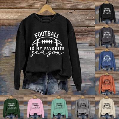 סוודר טופ אופנה נשים קז'ואל שרוול ארוך מודפס צווארון עגול