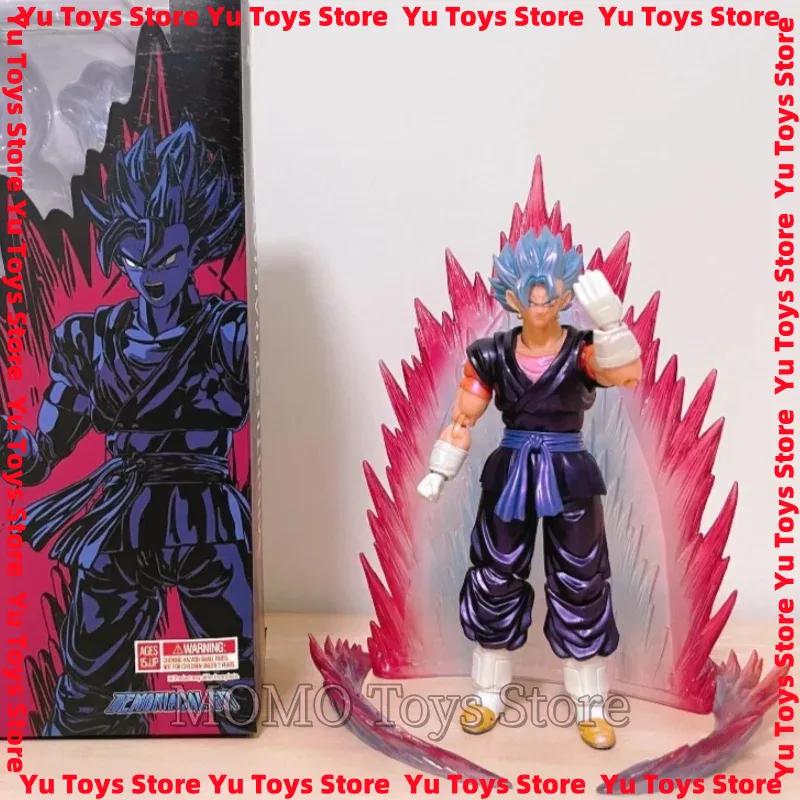 Genuine 15th Anniversary Super Saiyan Blue Goku KaioKen Battle Damaged Articulated Action Figure Collectible Anime Model Toy