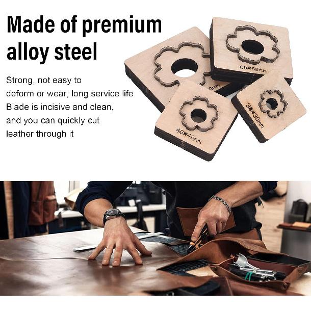 Leather Cutter Tool,Leather Die Cutter Tool, 4Pcs Leather Cutting Flower Pattern Accurate Clean Cutting Leather Punching Die for Cardboard Clay