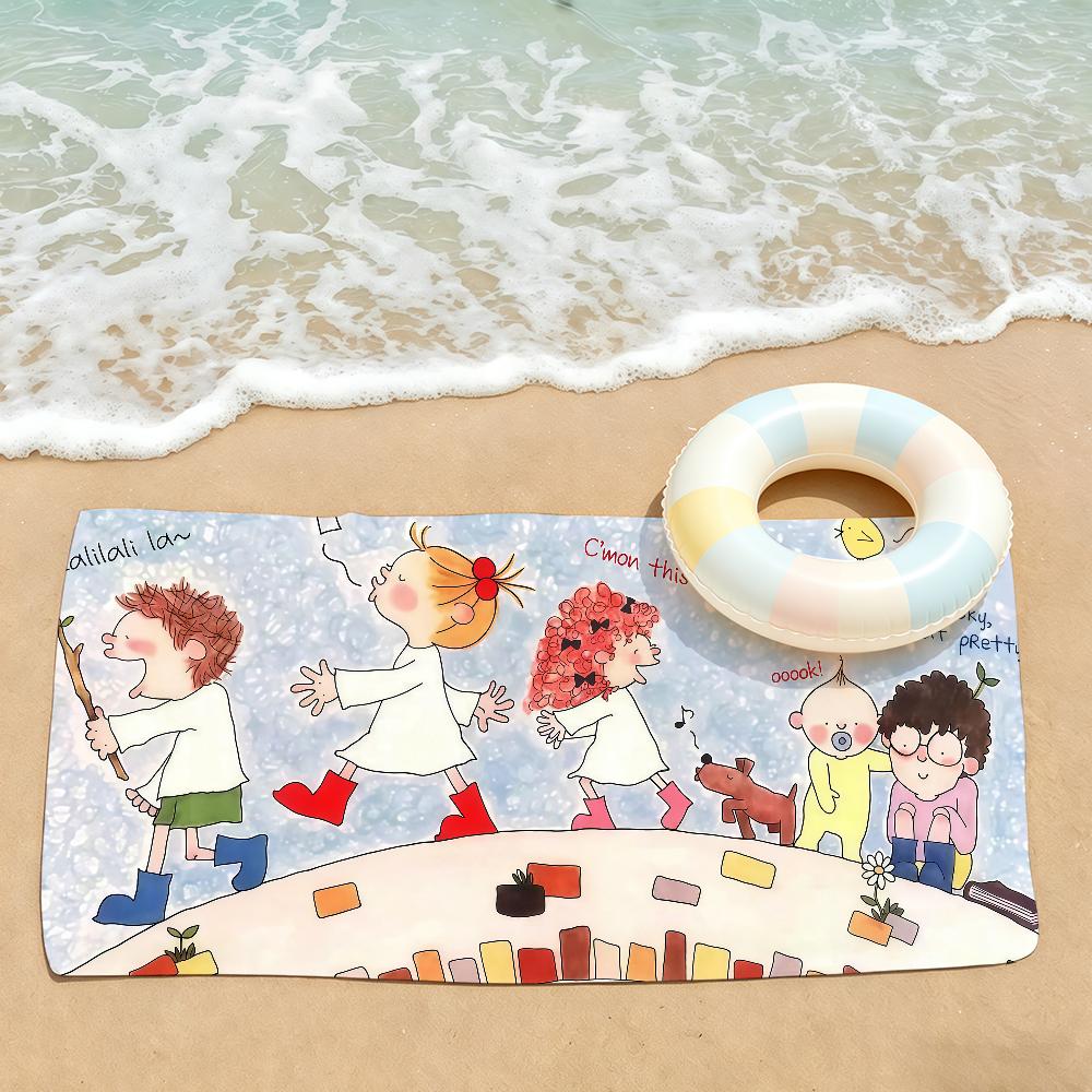 Cartoon C-coco and W-Wondrous Towel Drying Bath Towel Applicable To Light Swimming Camping Yoga Beach Out