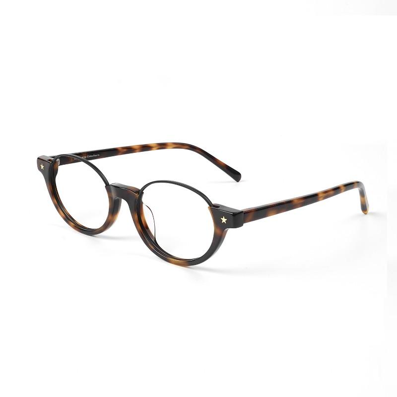 Neutral New Fashion Half Frame Myopia Glasses Advanced Sense of Eyeglasses Frame HD Anti-blue Light Myopia Glasses To -3.5-4.0