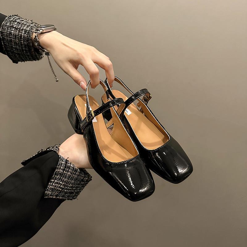 

Fashion Summer Mary Jane Sandals Women s Thick Heel Shoes One Button Baotou Single Shoe Elegant Comfortable ladies sandals Zapatos Mujer 35 чёрный