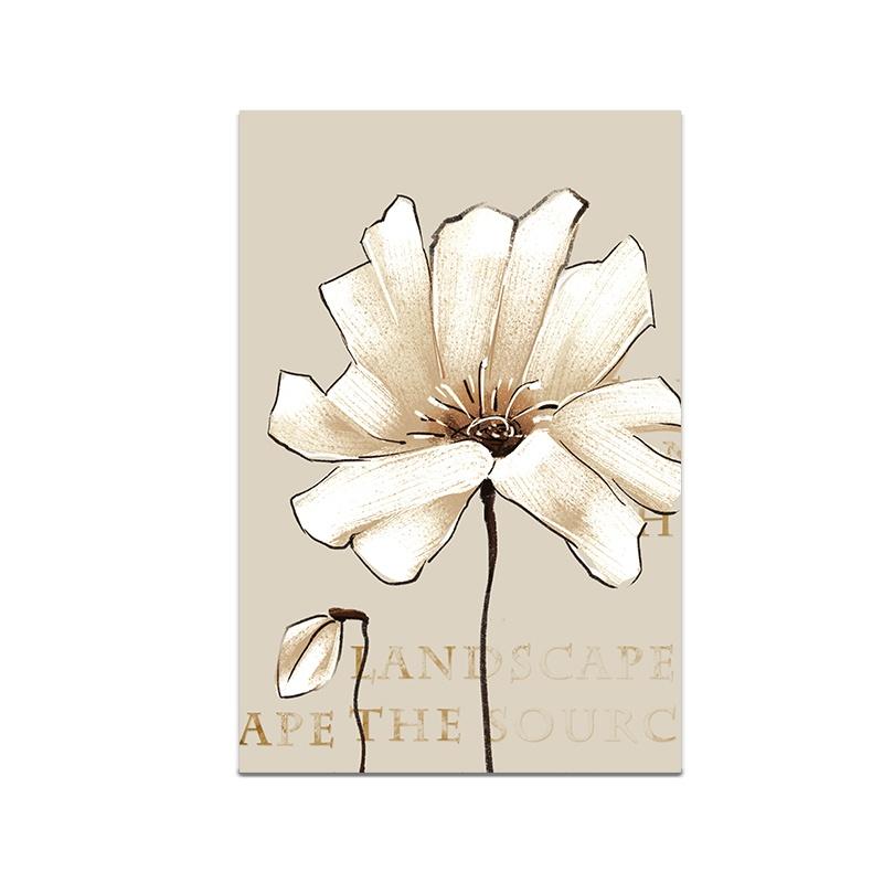 Abstract White Flower Canvas Painting Poster Green Leaves Wall Art Print Decorative Picture Modern Living Room Home Decor Unframed